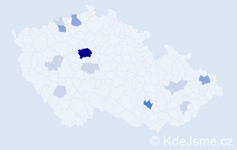 Příjmení: 'Kolev', počet výskytů 36 v celé ČR