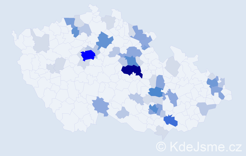 Příjmení: 'Barva', počet výskytů 162 v celé ČR