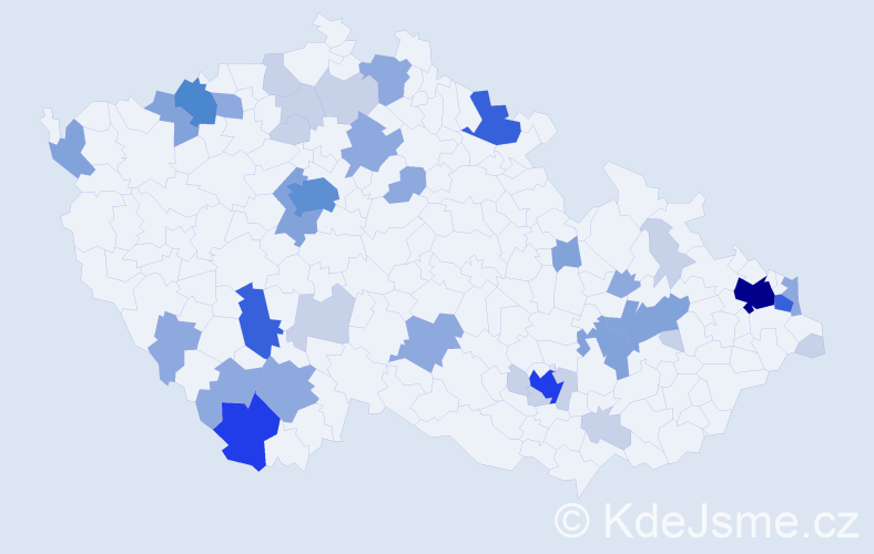 Příjmení: 'Bako', počet výskytů 111 v celé ČR