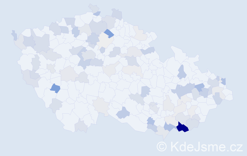 Příjmení: 'Kočiš', počet výskytů 306 v celé ČR