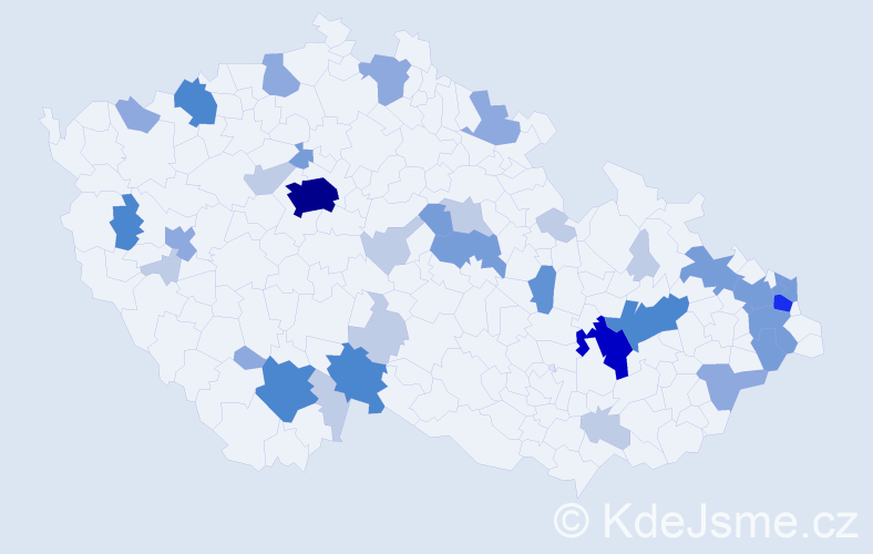 Příjmení: 'Melicherová', počet výskytů 105 v celé ČR