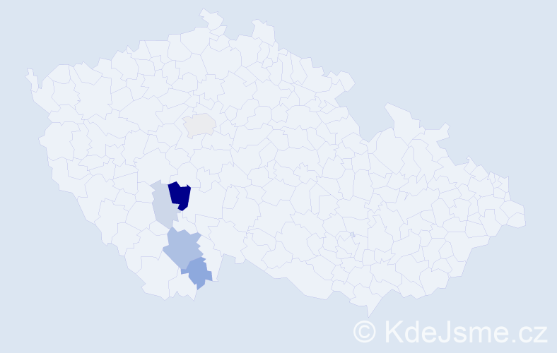 Příjmení: 'Španvirtová', počet výskytů 13 v celé ČR