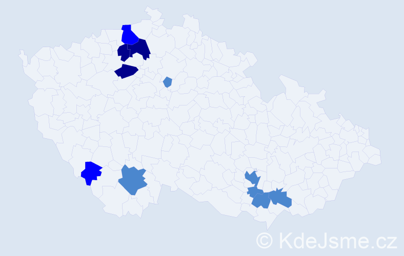 Příjmení: 'Fejerová', počet výskytů 19 v celé ČR