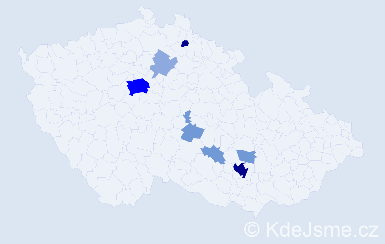 Příjmení: 'Machat', počet výskytů 23 v celé ČR