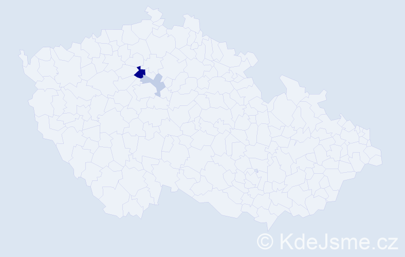 Příjmení: 'Csütörtöky', počet výskytů 5 v celé ČR