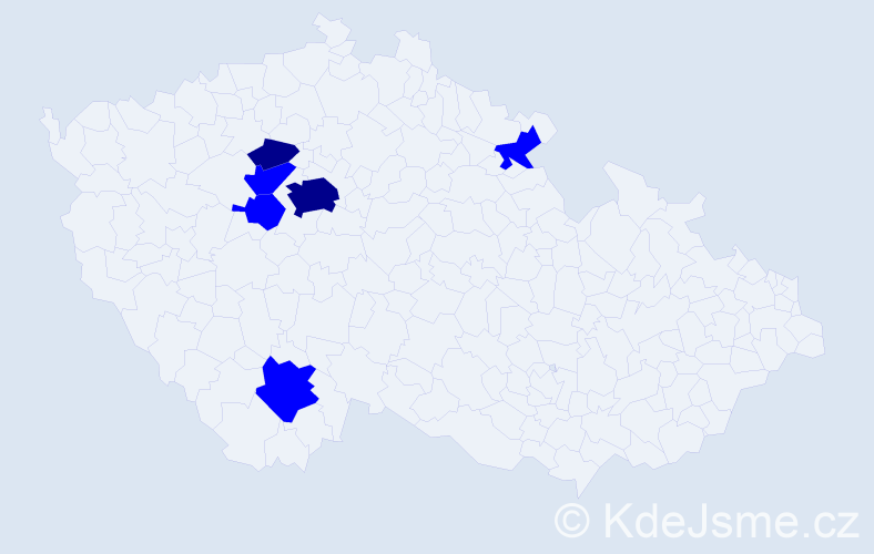 Příjmení: 'Kimr', počet výskytů 8 v celé ČR