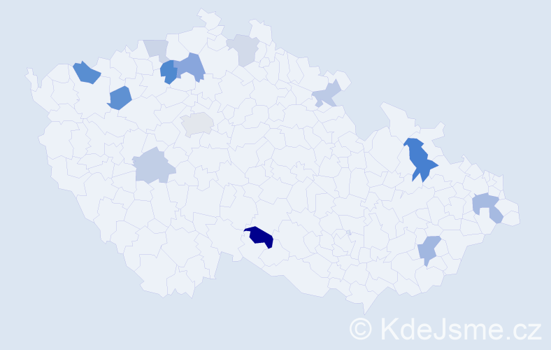 Příjmení: 'Lamperová', počet výskytů 23 v celé ČR