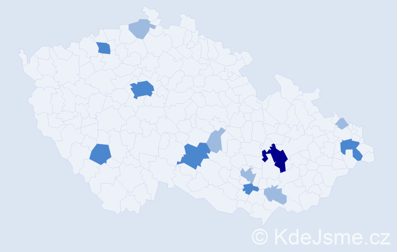 Příjmení: 'Krčal', počet výskytů 21 v celé ČR