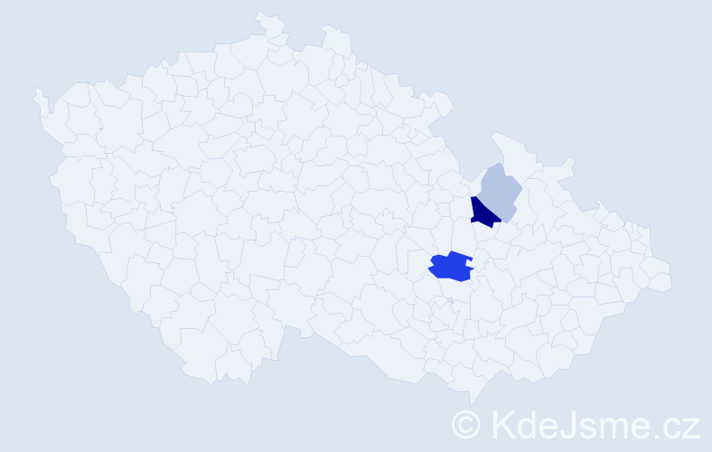 Příjmení: 'Baderlová', počet výskytů 9 v celé ČR