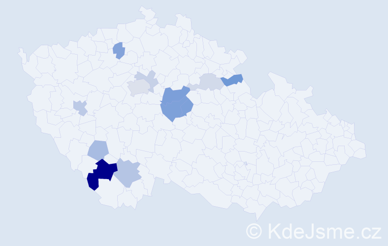 Příjmení: 'Landgráfová', počet výskytů 24 v celé ČR