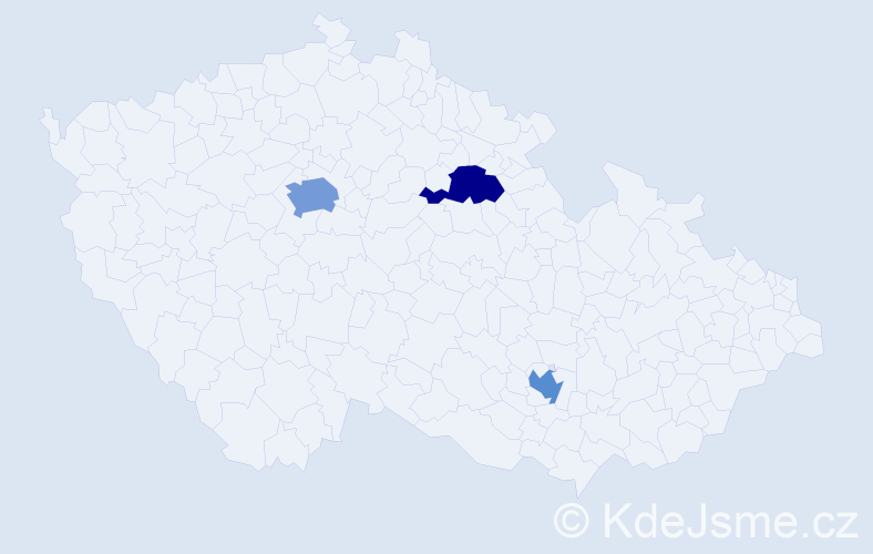 Příjmení: 'Tesar', počet výskytů 4 v celé ČR