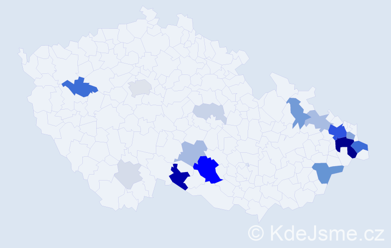 Příjmení: 'Rodková', počet výskytů 72 v celé ČR