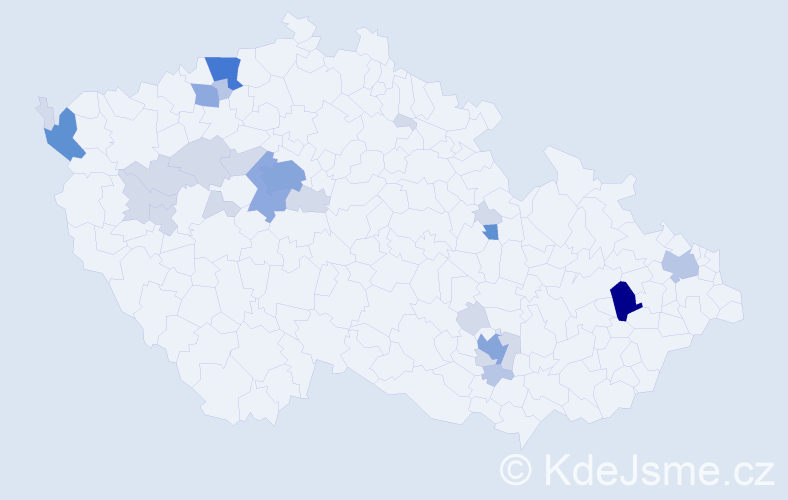 Příjmení: 'Jakubka', počet výskytů 72 v celé ČR