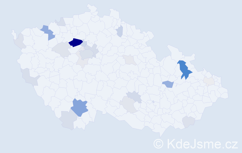 Příjmení: 'Bakalářová', počet výskytů 75 v celé ČR