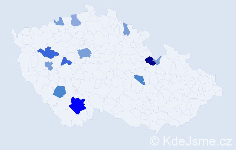 Příjmení: 'Bajtová', počet výskytů 37 v celé ČR