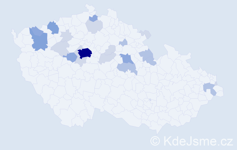 Příjmení: 'Kařízková', počet výskytů 54 v celé ČR