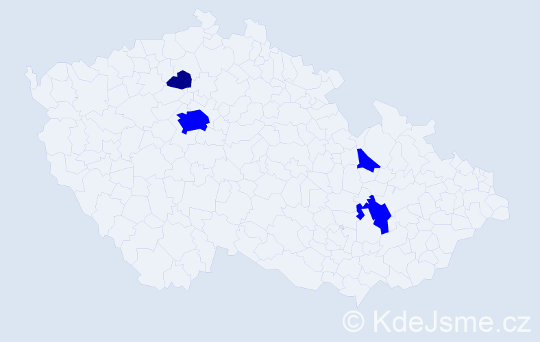 Příjmení: 'Kutlíková', počet výskytů 5 v celé ČR
