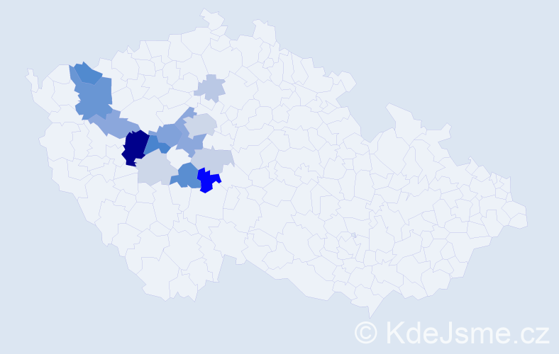 Příjmení: 'Tysl', počet výskytů 47 v celé ČR