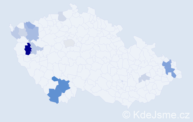 Příjmení: 'Kaboňová', počet výskytů 40 v celé ČR