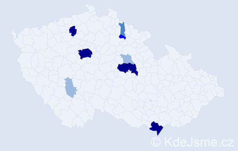 Příjmení: 'Heváková', počet výskytů 23 v celé ČR