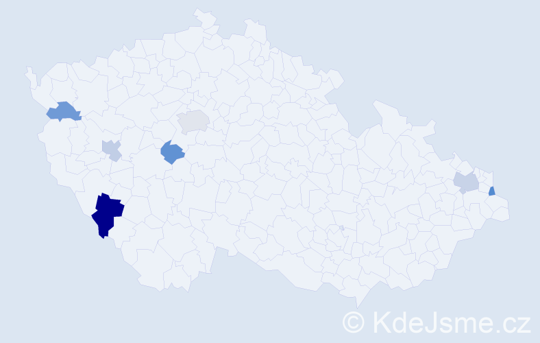 Příjmení: 'Prunner', počet výskytů 25 v celé ČR