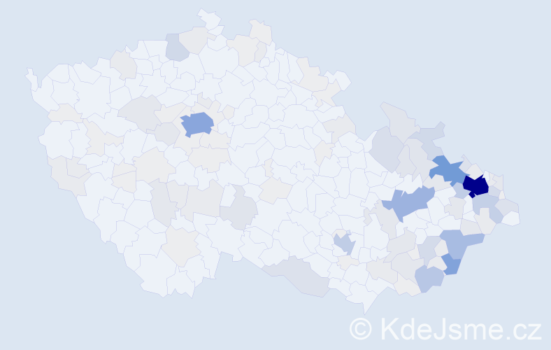 Příjmení: 'Kudela', počet výskytů 460 v celé ČR