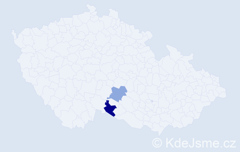 Příjmení: 'Bugnovský', počet výskytů 6 v celé ČR