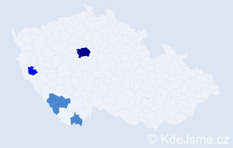 Příjmení: 'Zardová', počet výskytů 8 v celé ČR