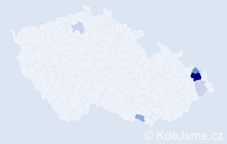 Příjmení: 'Bogdová', počet výskytů 24 v celé ČR