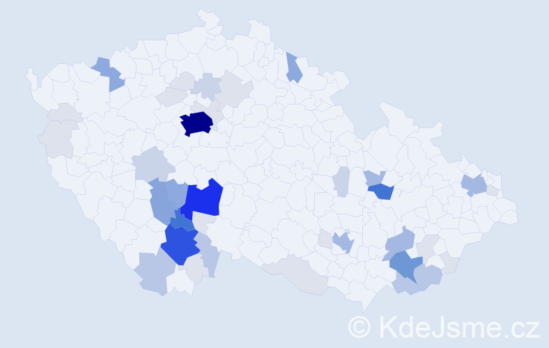Příjmení: 'Hájíčková', počet výskytů 165 v celé ČR