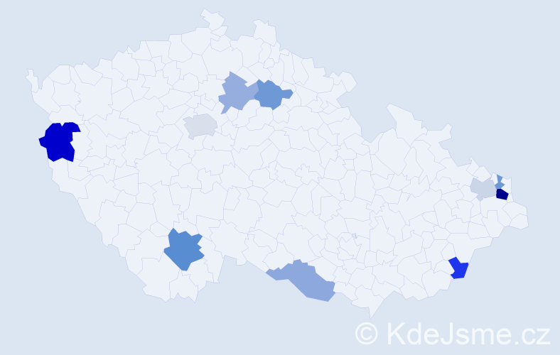 Příjmení: 'Drbúlová', počet výskytů 18 v celé ČR
