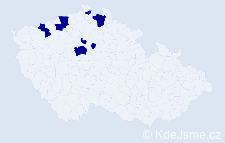 Příjmení: 'Kouška', počet výskytů 9 v celé ČR