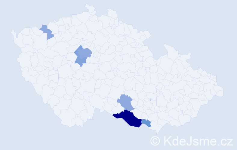 Příjmení: 'Kaidlová', počet výskytů 16 v celé ČR