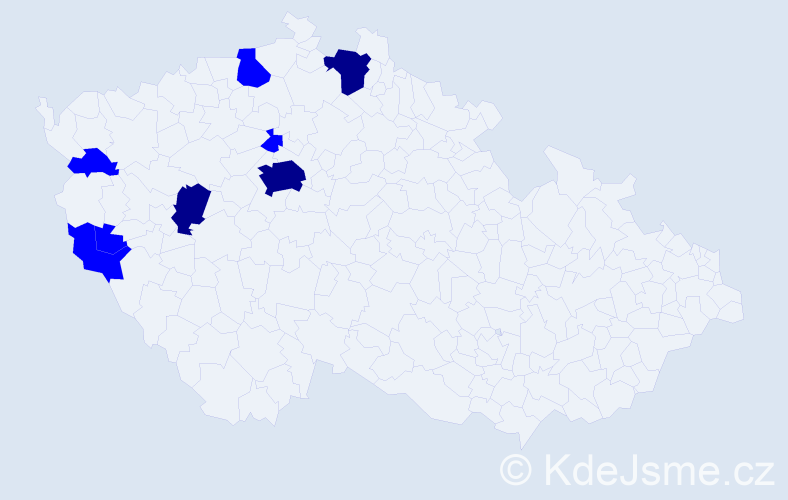 Příjmení: 'Manole', počet výskytů 11 v celé ČR