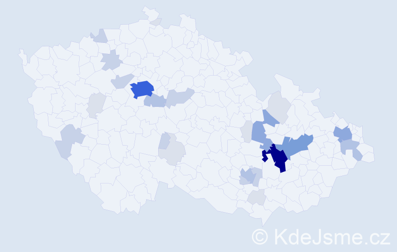 Příjmení: 'Portešová', počet výskytů 91 v celé ČR