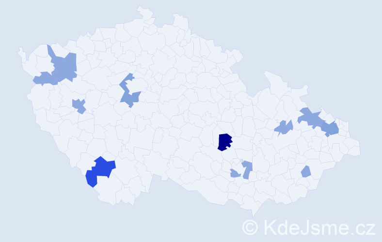 Příjmení: 'Pročka', počet výskytů 24 v celé ČR