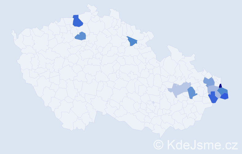 Příjmení: 'Časnocha', počet výskytů 19 v celé ČR