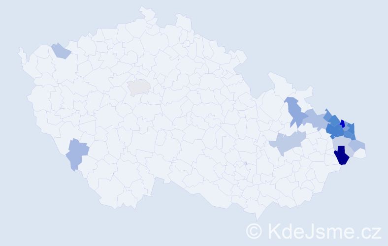 Příjmení: 'Pavlorek', počet výskytů 89 v celé ČR