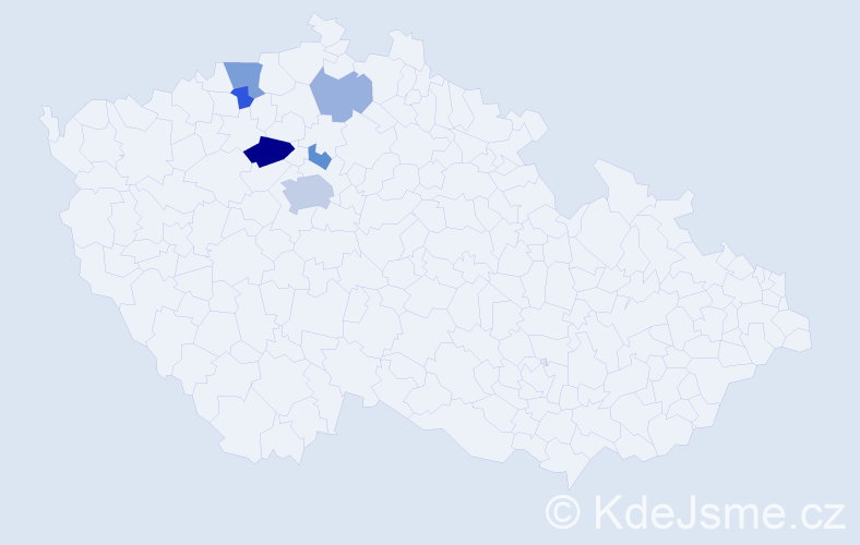 Příjmení: 'Pšanská', počet výskytů 13 v celé ČR