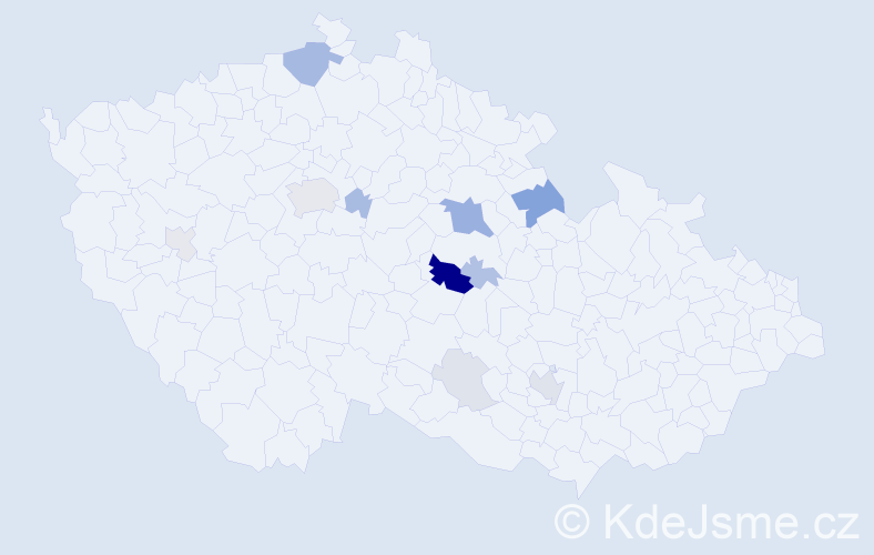 Příjmení: 'Klabeneš', počet výskytů 33 v celé ČR
