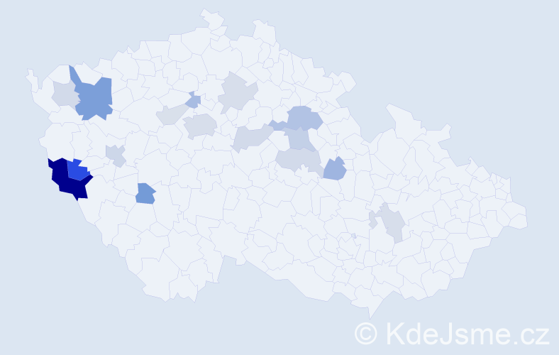 Příjmení: 'Zdanovec', počet výskytů 40 v celé ČR