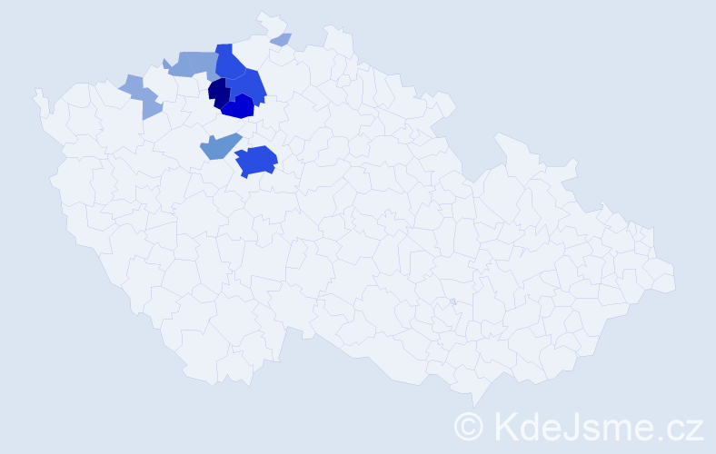 Příjmení: 'Kotě', počet výskytů 39 v celé ČR