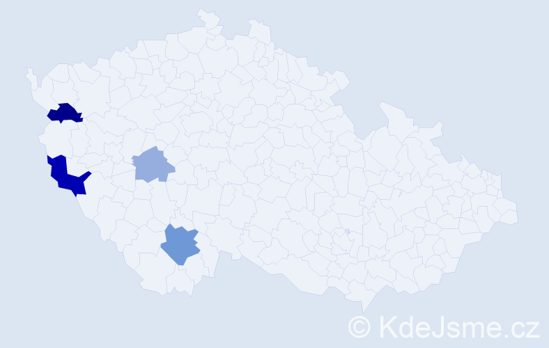 Příjmení: 'Freylachová', počet výskytů 9 v celé ČR
