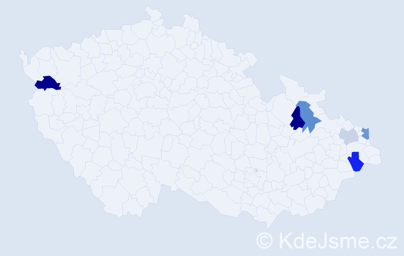 Příjmení: 'Kapusniak', počet výskytů 14 v celé ČR