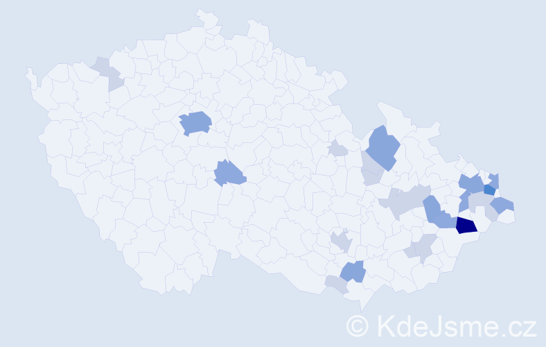 Příjmení: 'Kantorek', počet výskytů 56 v celé ČR