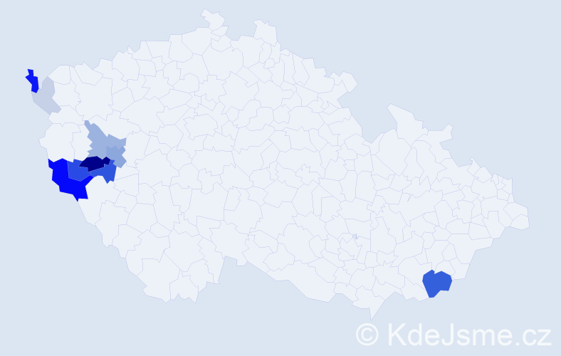 Příjmení: 'Bohmannová', počet výskytů 36 v celé ČR