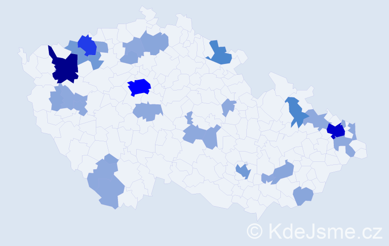 Příjmení: 'Kočanová', počet výskytů 76 v celé ČR