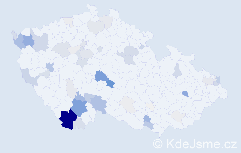 Příjmení: 'Domin', počet výskytů 209 v celé ČR