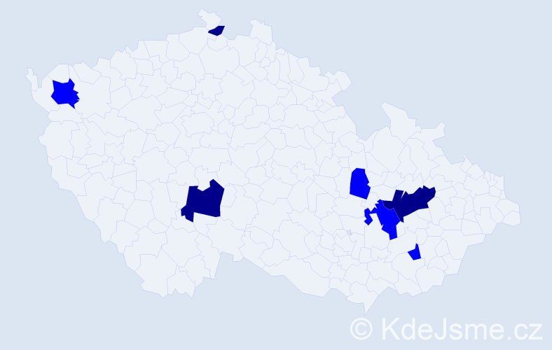 Příjmení: 'Bačik', počet výskytů 10 v celé ČR