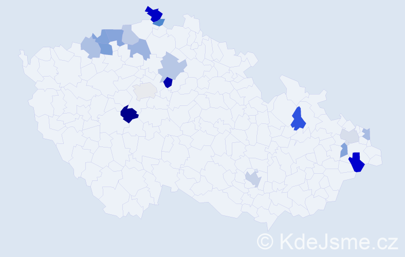 Příjmení: 'Kotuličová', počet výskytů 26 v celé ČR